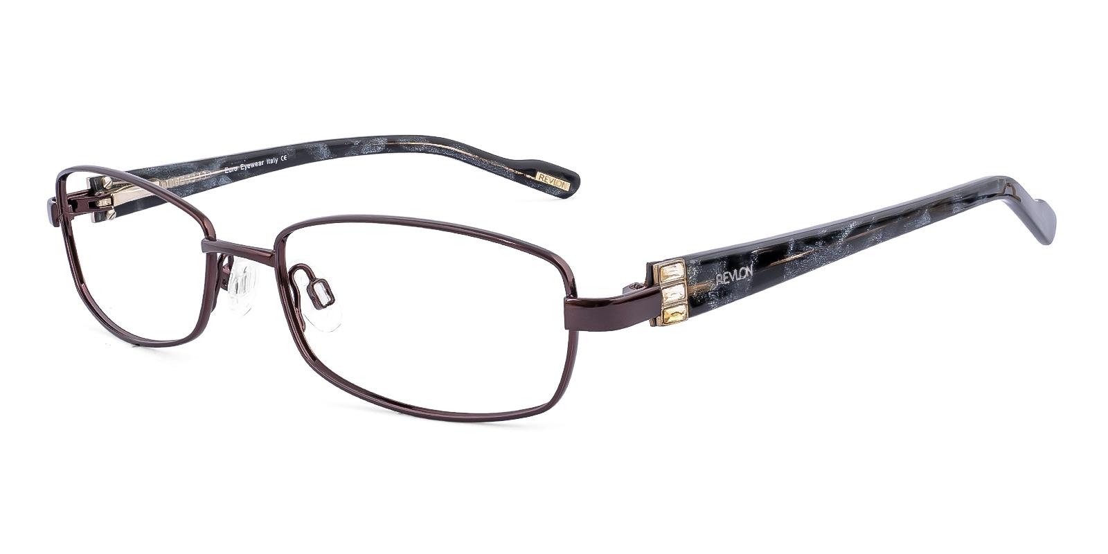 Logoate Brown Acetate , Metal Eyeglasses , SpringHinges , NosePads Frames from ABBE Glasses