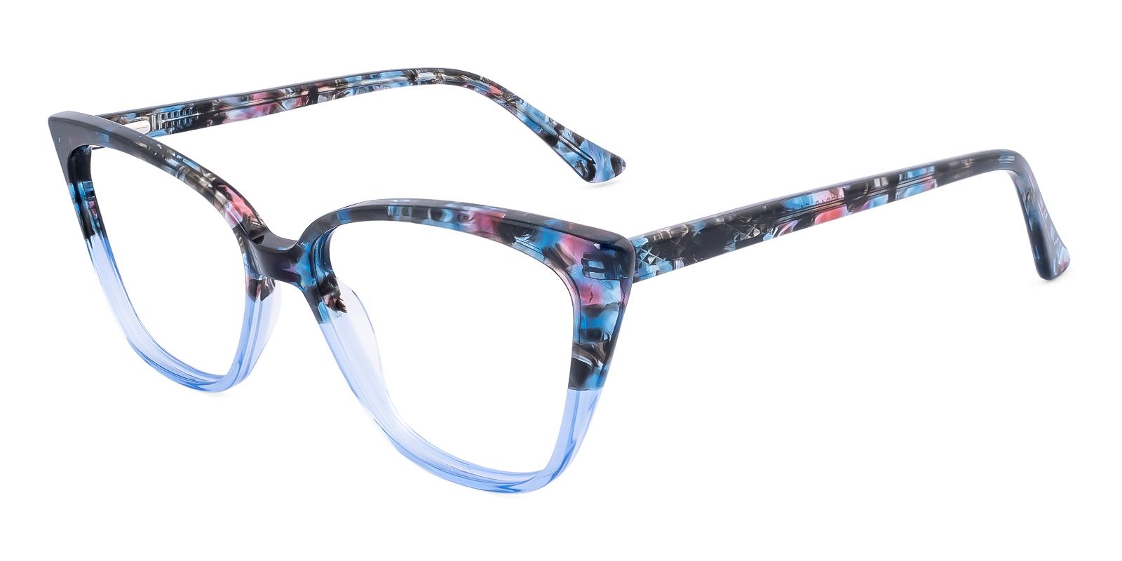 Finesome Blue Acetate Eyeglasses , SpringHinges , UniversalBridgeFit Frames from ABBE Glasses