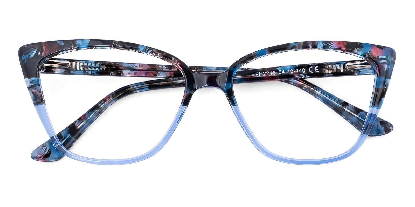 Finesome Blue Acetate Eyeglasses , SpringHinges , UniversalBridgeFit Frames from ABBE Glasses