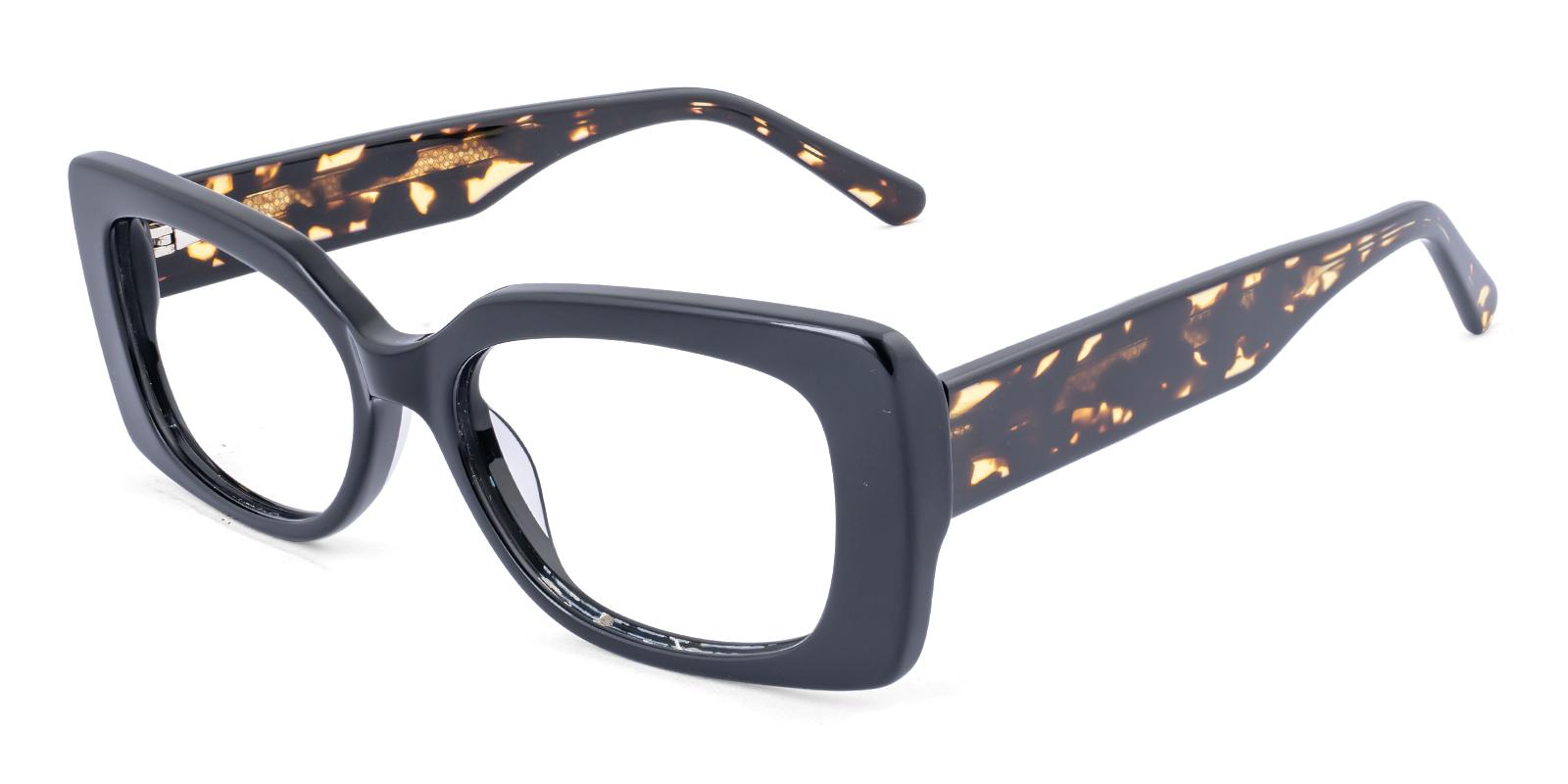 Gorcrow Black Acetate Eyeglasses , SpringHinges , UniversalBridgeFit Frames from ABBE Glasses