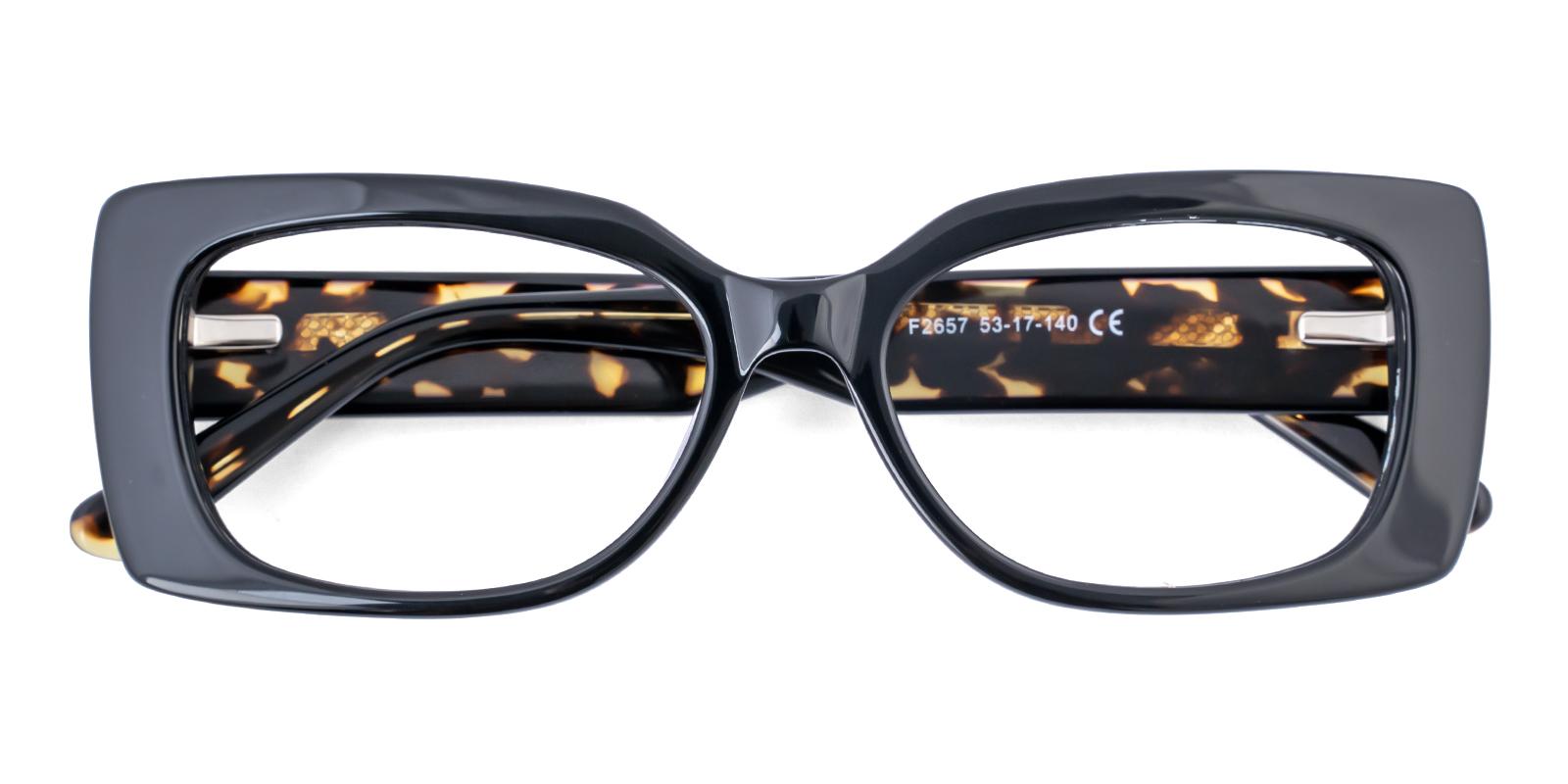 Gorcrow Black Acetate Eyeglasses , SpringHinges , UniversalBridgeFit Frames from ABBE Glasses