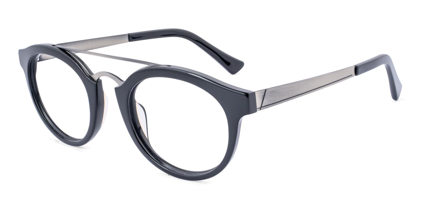 Glower Black Acetate , Metal Eyeglasses , UniversalBridgeFit Frames from ABBE Glasses