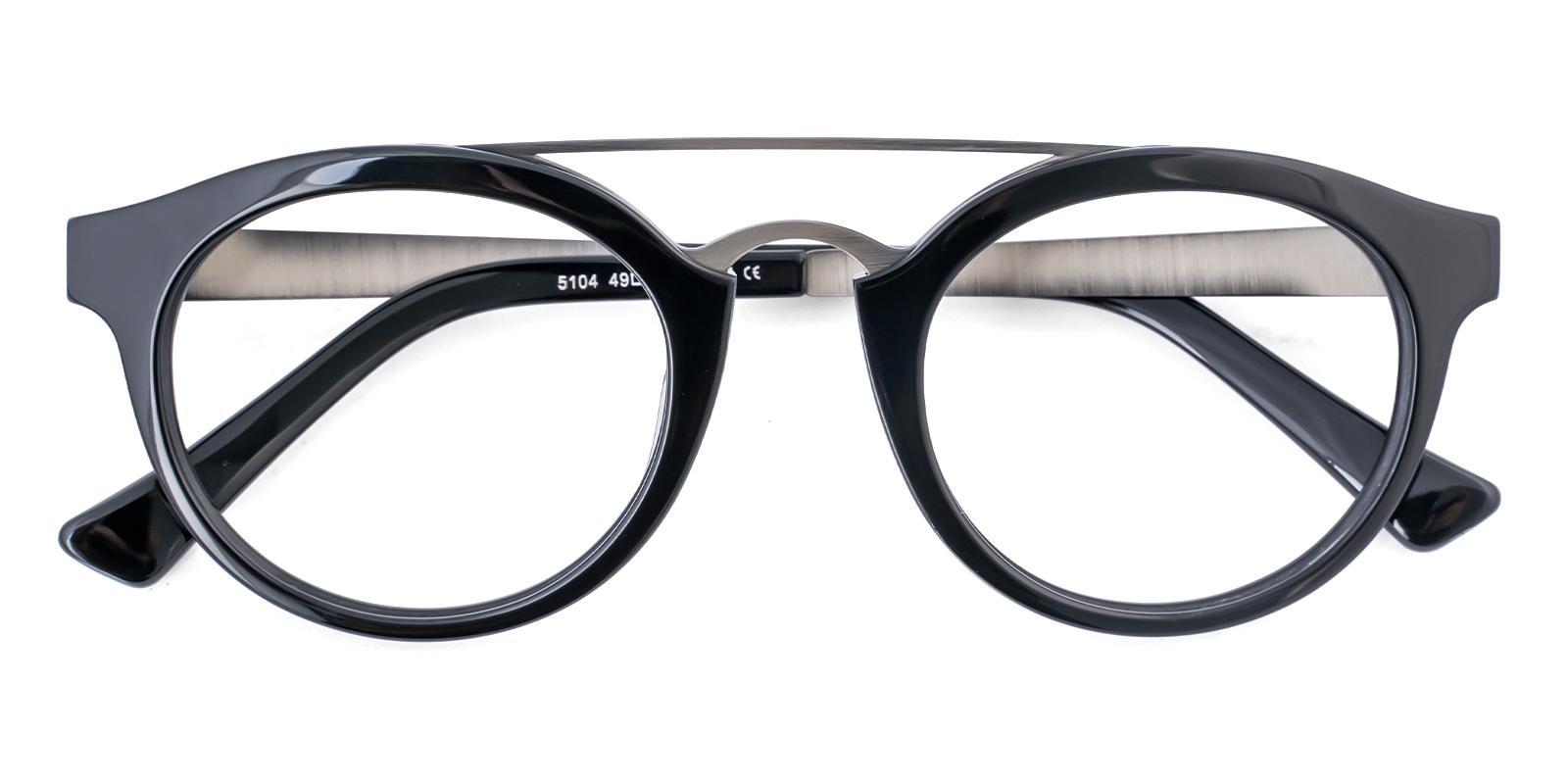 Glower Black Acetate , Metal Eyeglasses , UniversalBridgeFit Frames from ABBE Glasses