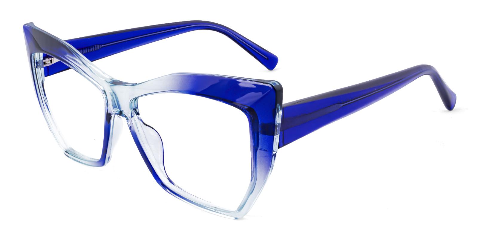 Reft Blue Acetate Eyeglasses , SpringHinges , UniversalBridgeFit Frames from ABBE Glasses