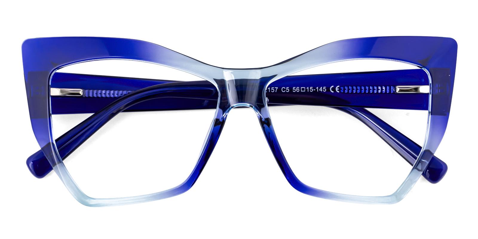 Reft Blue Acetate Eyeglasses , SpringHinges , UniversalBridgeFit Frames from ABBE Glasses