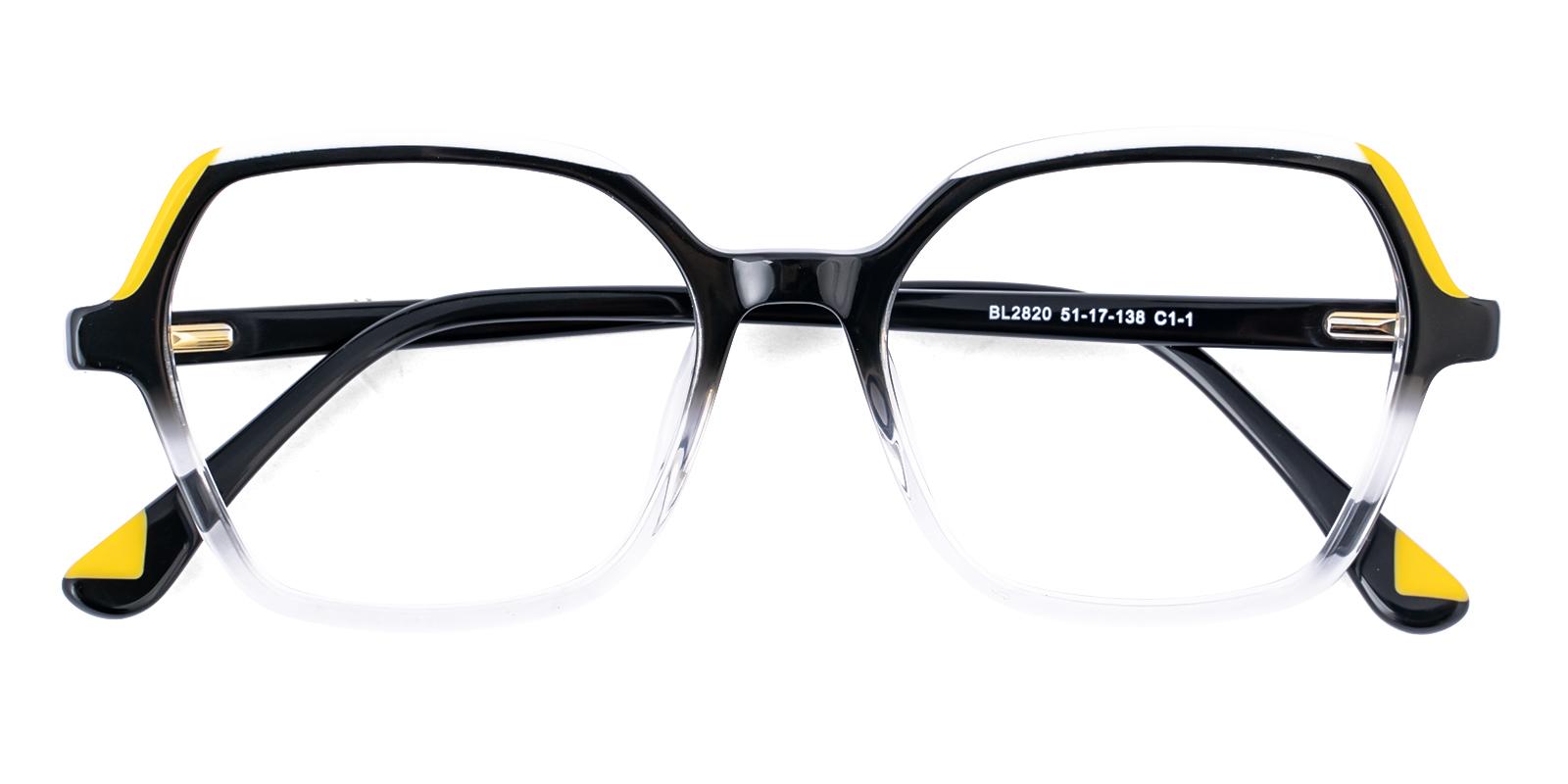 Billow Black Acetate Eyeglasses , SpringHinges , UniversalBridgeFit Frames from ABBE Glasses