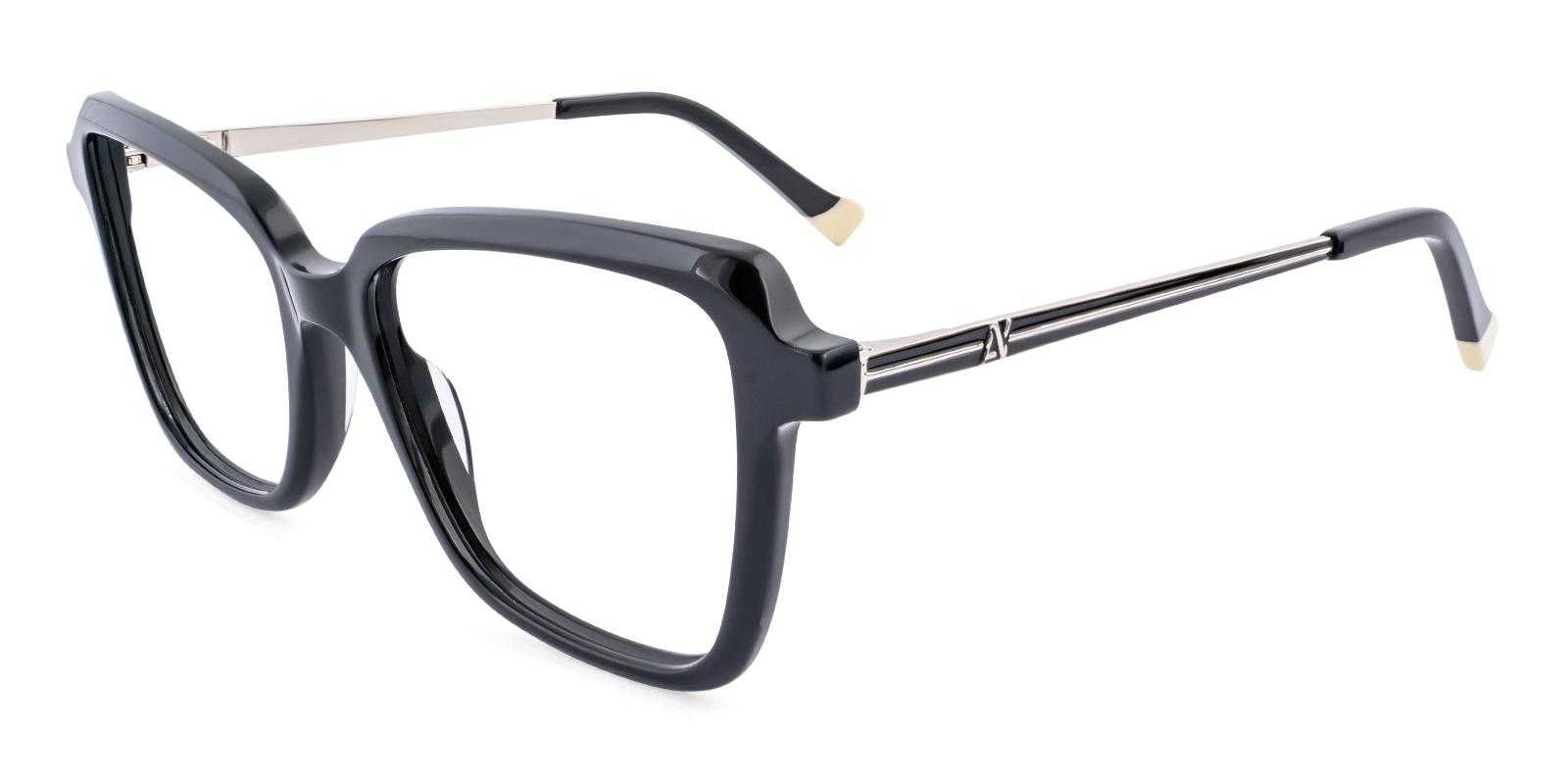 Gallop Black Acetate , Metal Eyeglasses , SpringHinges , UniversalBridgeFit Frames from ABBE Glasses