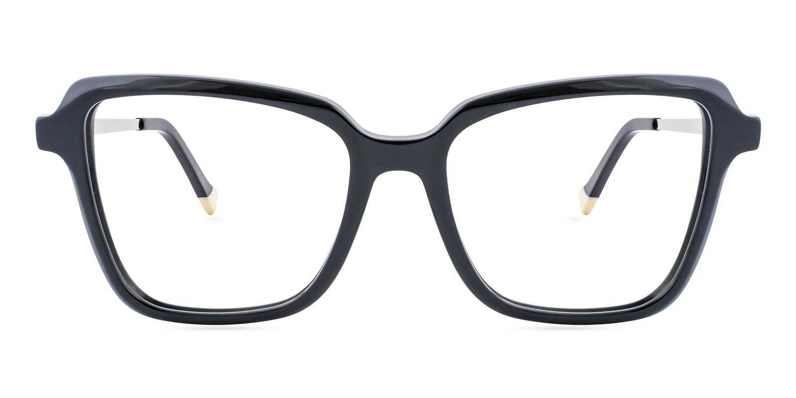 Gallop Black Acetate , Metal Eyeglasses , SpringHinges , UniversalBridgeFit Frames from ABBE Glasses