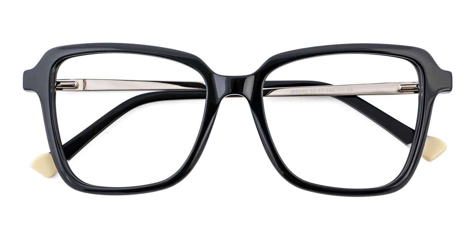 Gallop Black Acetate , Metal Eyeglasses , SpringHinges , UniversalBridgeFit Frames from ABBE Glasses