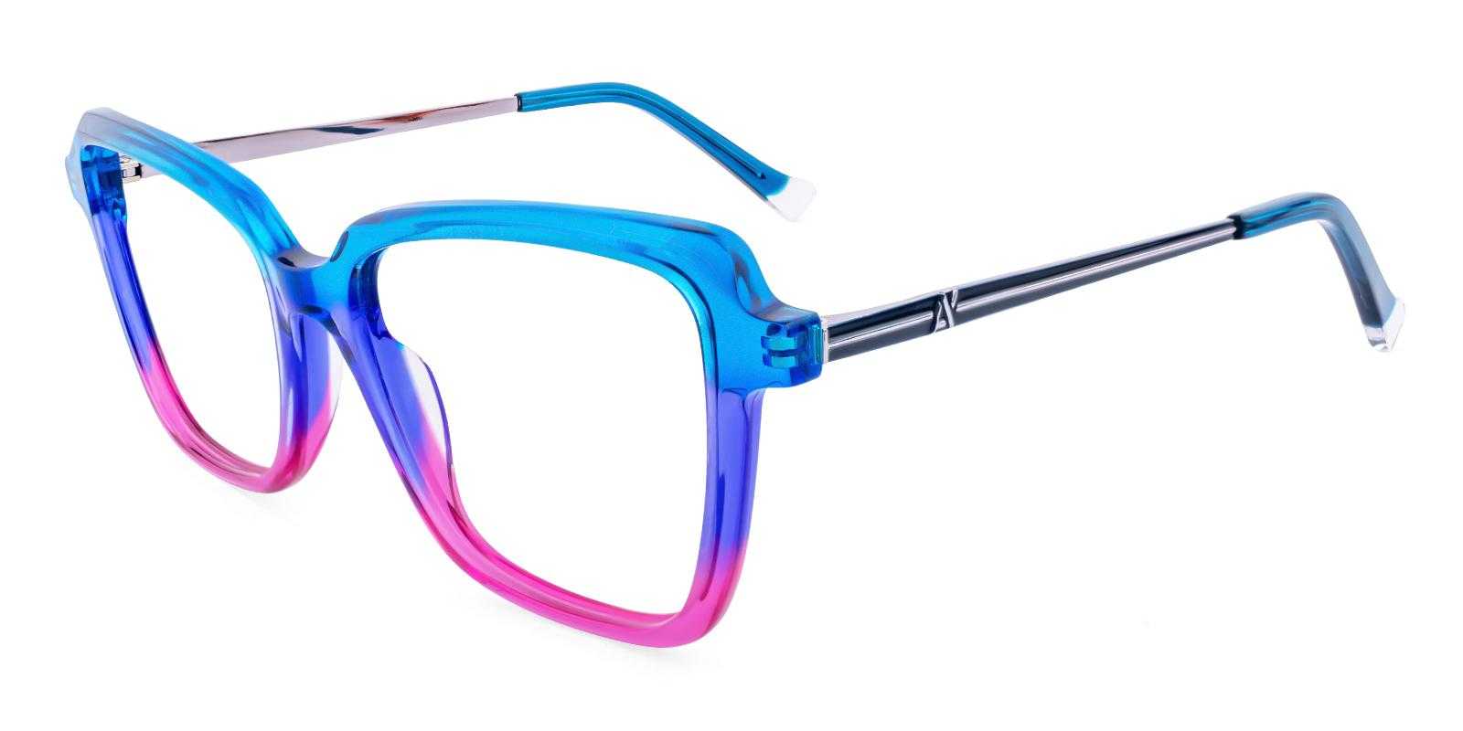 Gallop Blue Acetate , Metal Eyeglasses , SpringHinges , UniversalBridgeFit Frames from ABBE Glasses