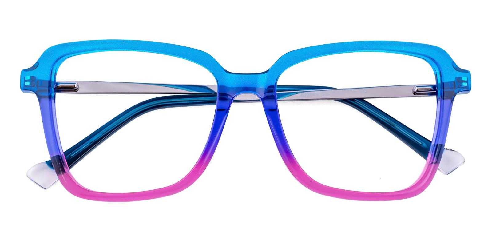 Gallop Blue Acetate , Metal Eyeglasses , SpringHinges , UniversalBridgeFit Frames from ABBE Glasses