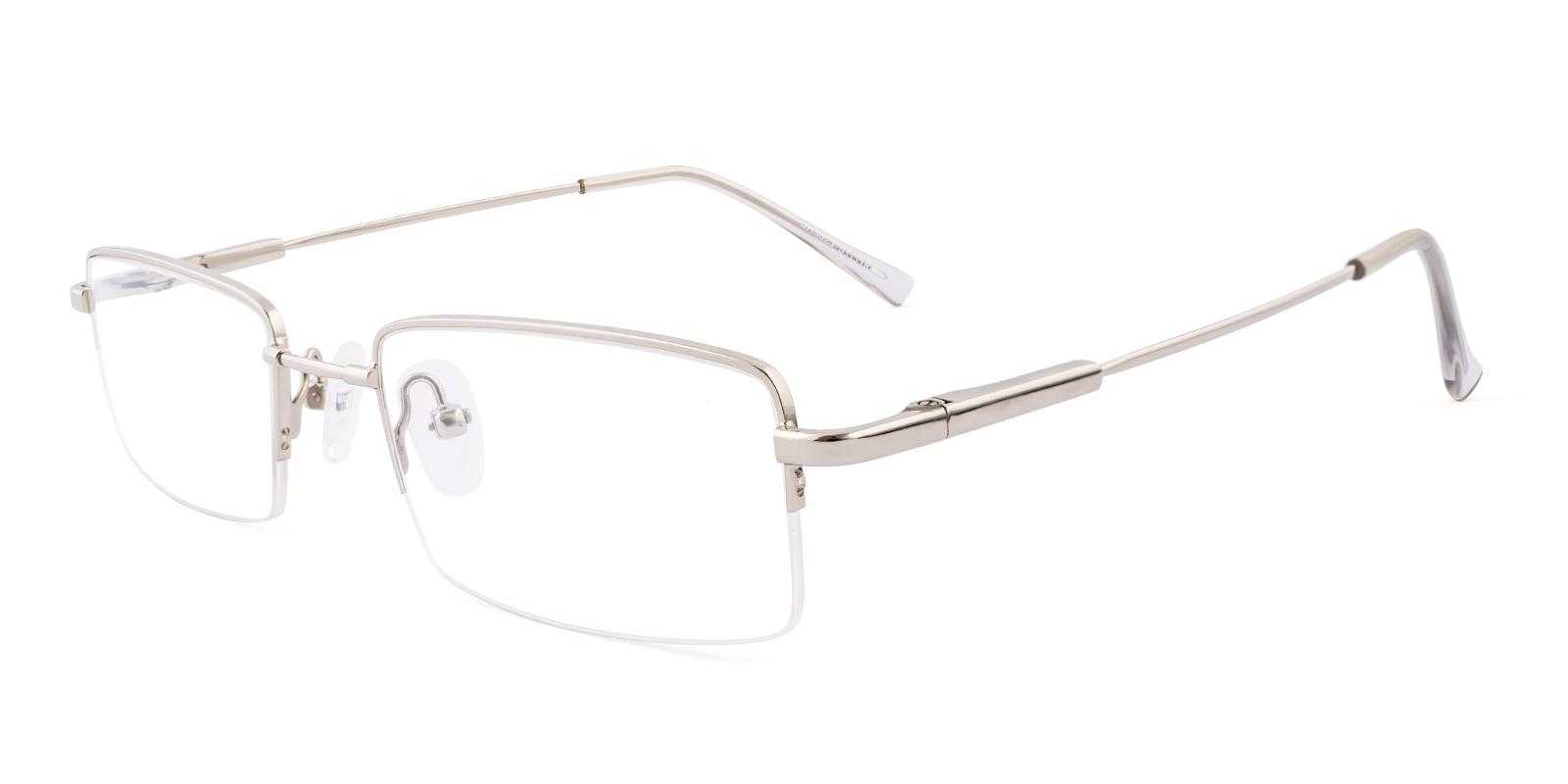 Attitude Silver Metal Eyeglasses , SpringHinges , NosePads Frames from ABBE Glasses