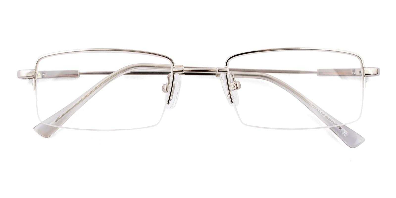 Attitude Silver Metal Eyeglasses , SpringHinges , NosePads Frames from ABBE Glasses