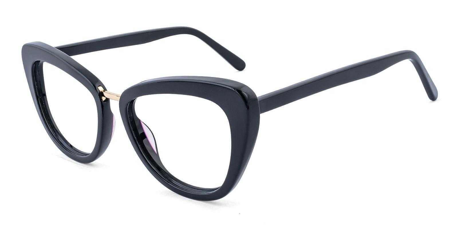  Black Acetate Eyeglasses , SpringHinges , UniversalBridgeFit Frames from ABBE Glasses