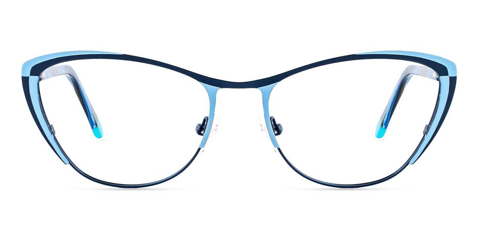 Arielle Blue Metal Eyeglasses , SpringHinges , NosePads Frames from ABBE Glasses
