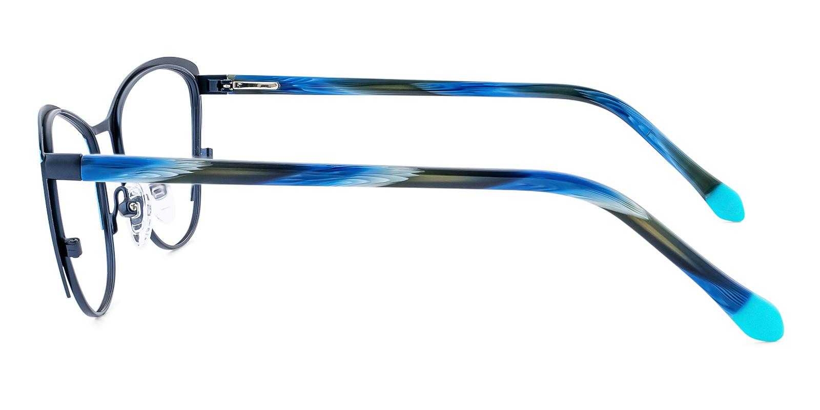 Arielle Blue Metal Eyeglasses , SpringHinges , NosePads Frames from ABBE Glasses