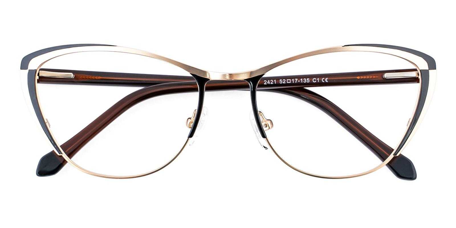 Arielle Gold Metal Eyeglasses , SpringHinges , NosePads Frames from ABBE Glasses