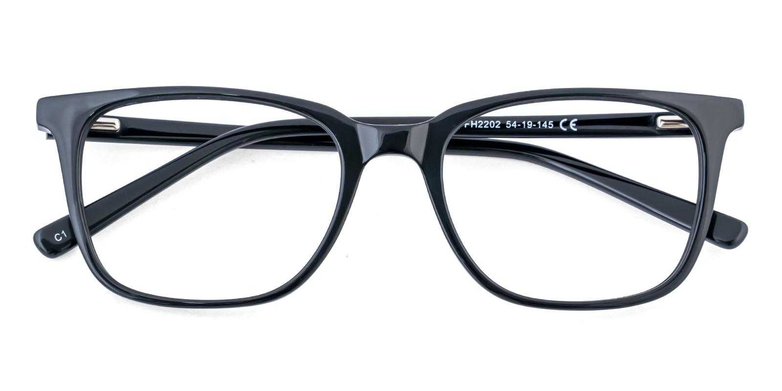 Canton Black Acetate Eyeglasses , SpringHinges , UniversalBridgeFit Frames from ABBE Glasses