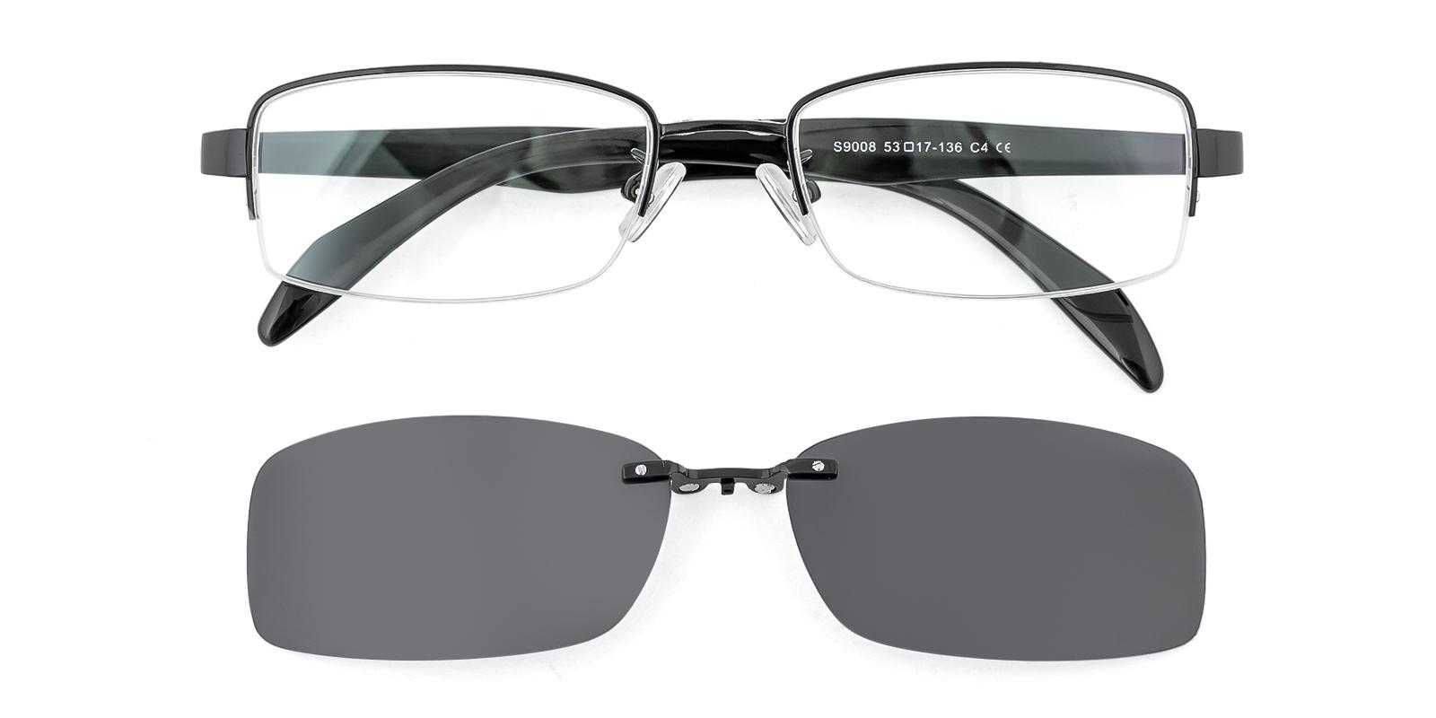 Daphne Clip-On Black Metal Eyeglasses , NosePads Frames from ABBE Glasses
