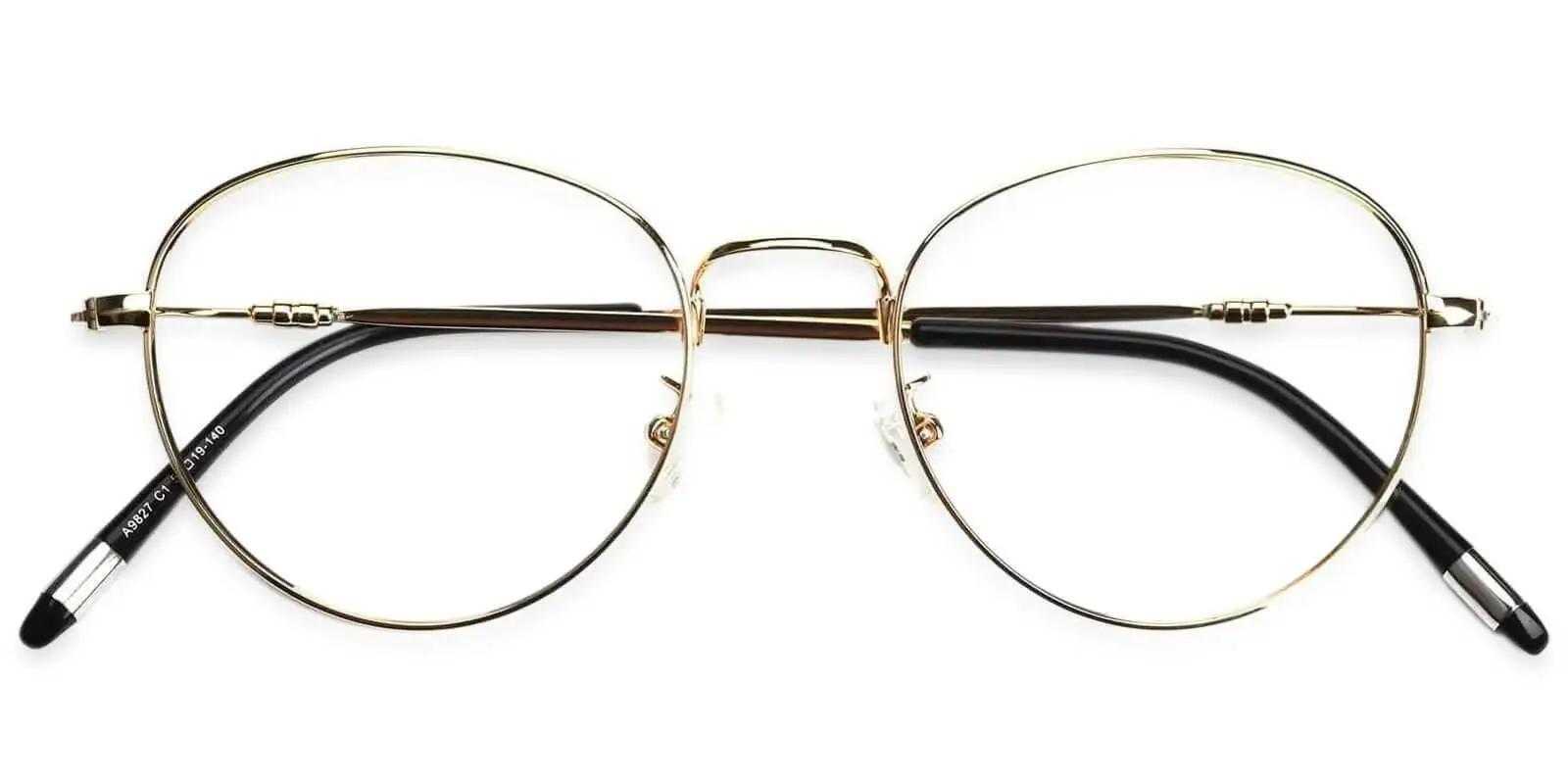SZA glasses Gold Metal Eyeglasses , Lightweight , NosePads Frames from ABBE Glasses