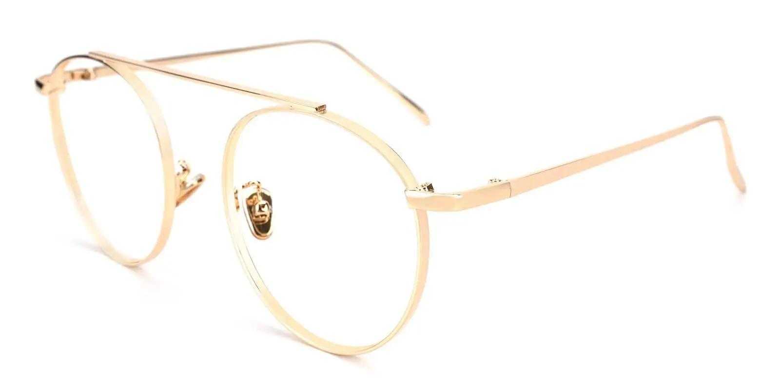 Florence Pugh glasses Gold Metal Eyeglasses , NosePads Frames from ABBE Glasses