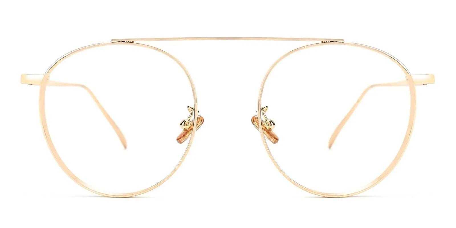 Florence Pugh glasses Gold Metal Eyeglasses , NosePads Frames from ABBE Glasses