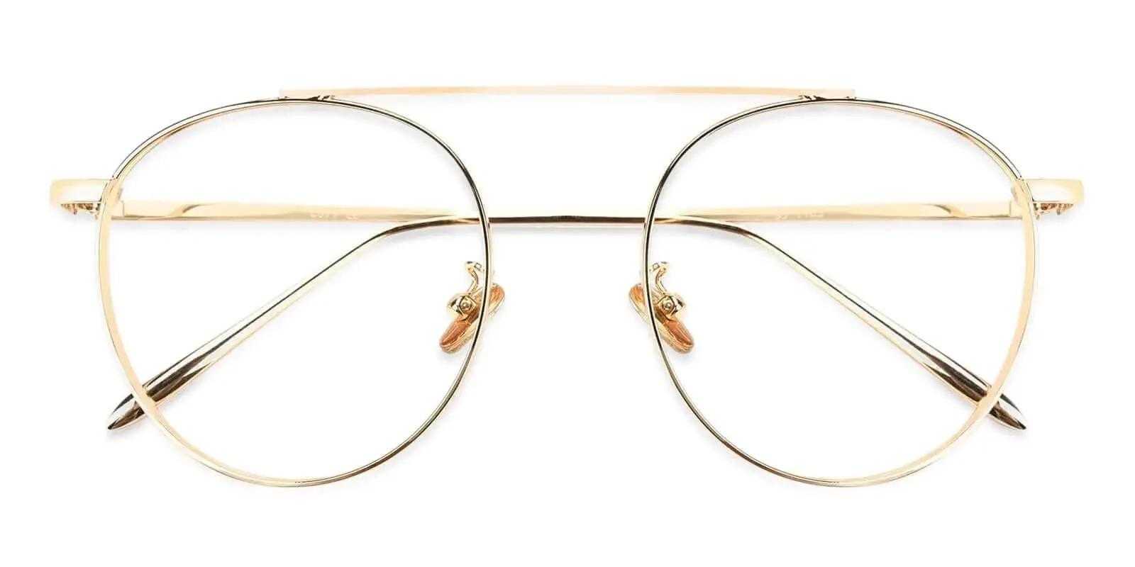Florence Pugh glasses Gold Metal Eyeglasses , NosePads Frames from ABBE Glasses
