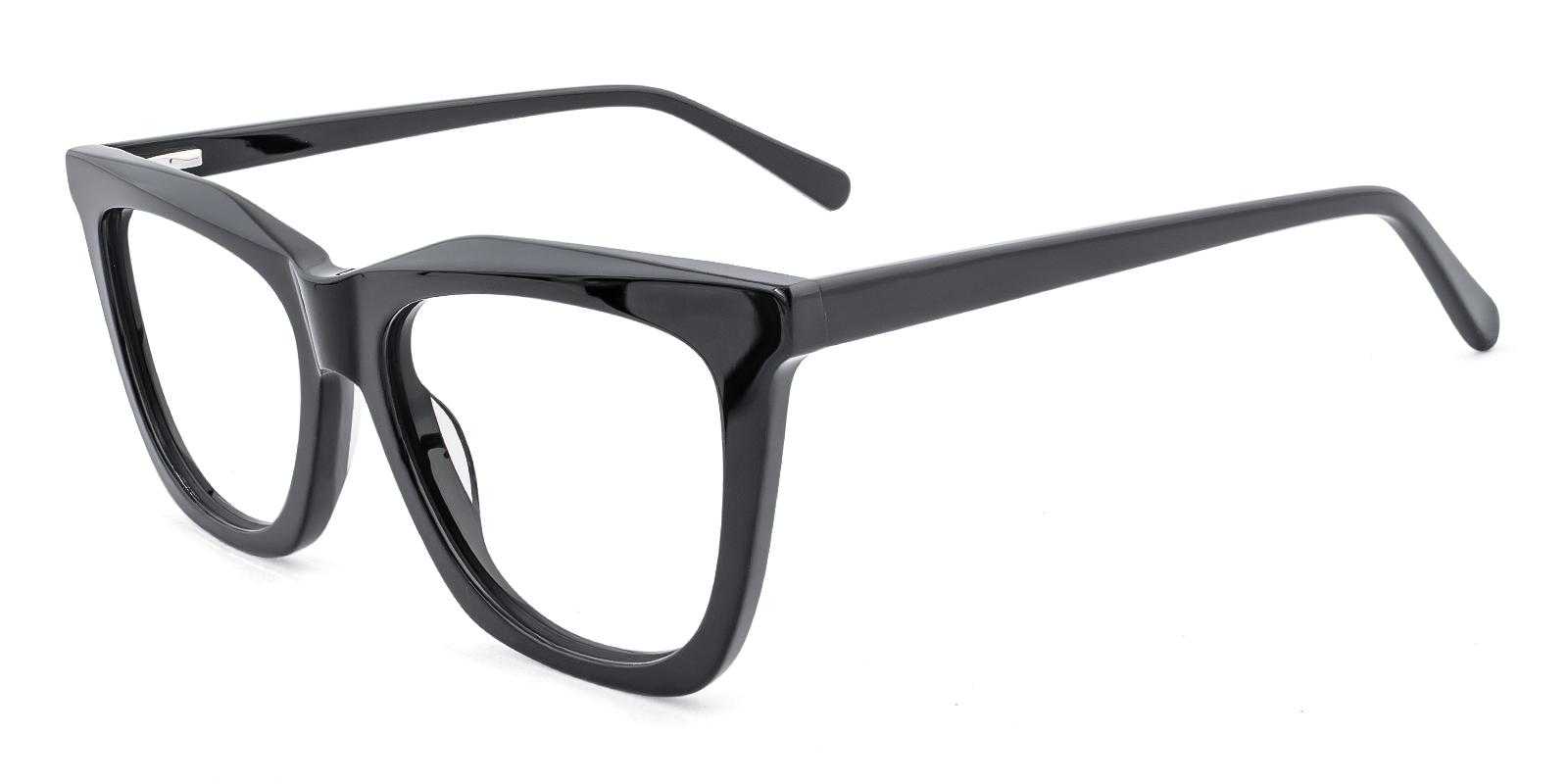Larkin Black Acetate Eyeglasses , SpringHinges , UniversalBridgeFit Frames from ABBE Glasses