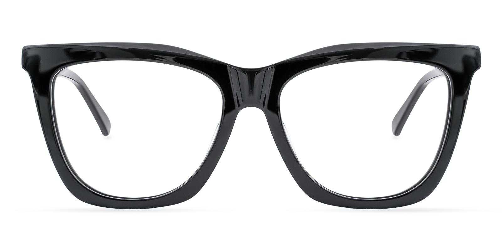 Larkin Black Acetate Eyeglasses , SpringHinges , UniversalBridgeFit Frames from ABBE Glasses