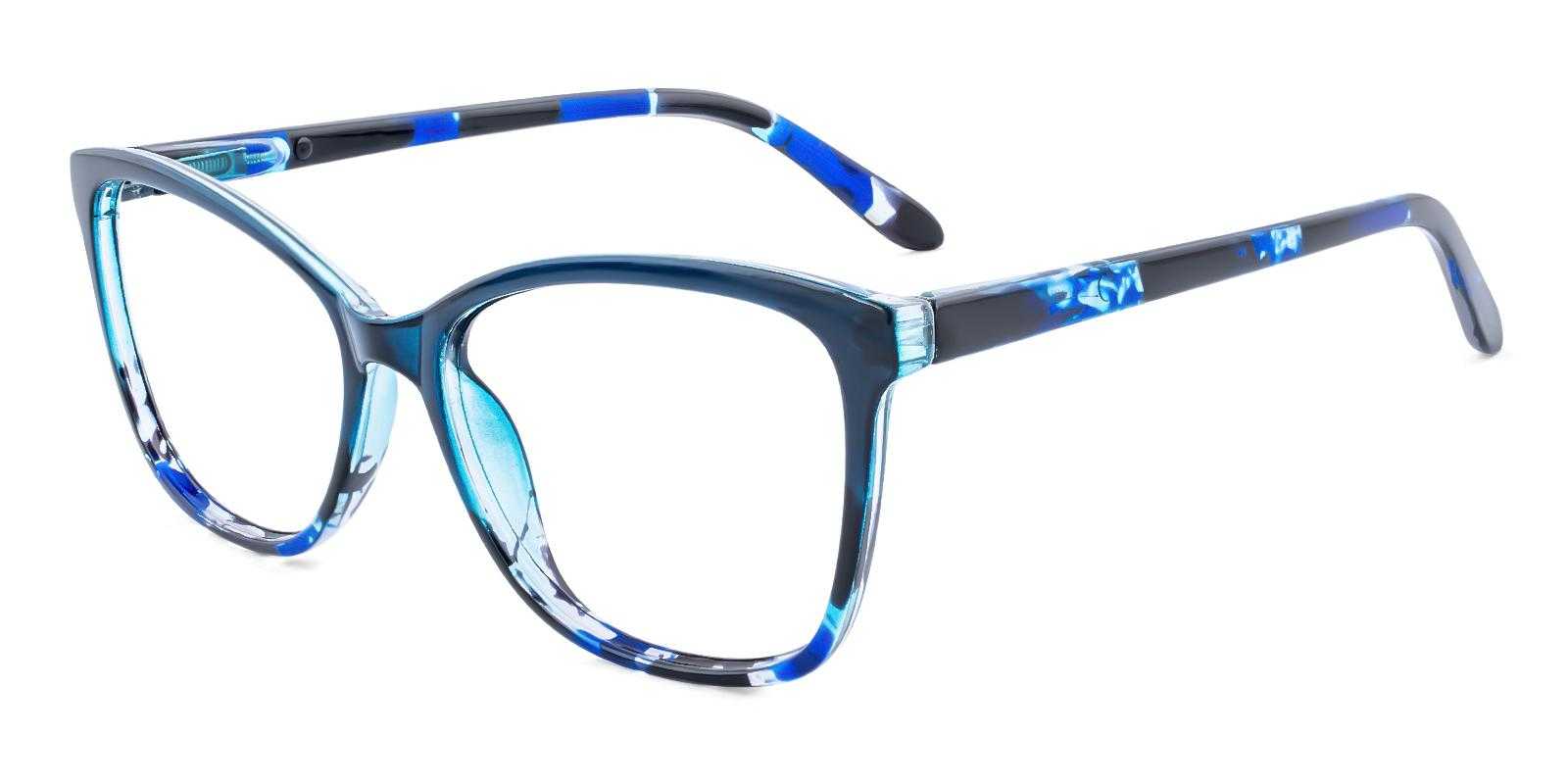 Oakland Blue Plastic Eyeglasses , SpringHinges , UniversalBridgeFit Frames from ABBE Glasses