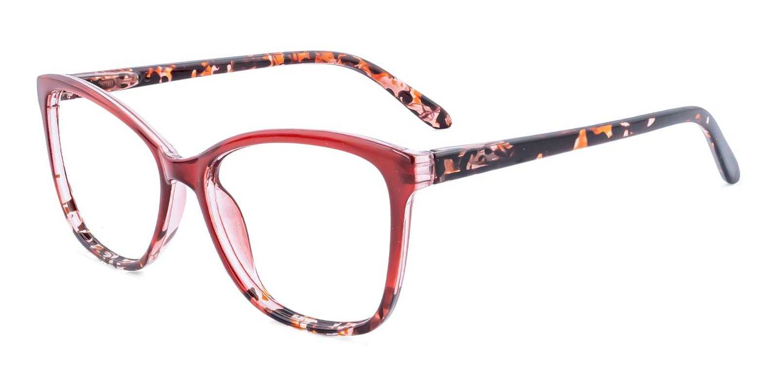Oakland Red Plastic Eyeglasses , SpringHinges , UniversalBridgeFit Frames from ABBE Glasses