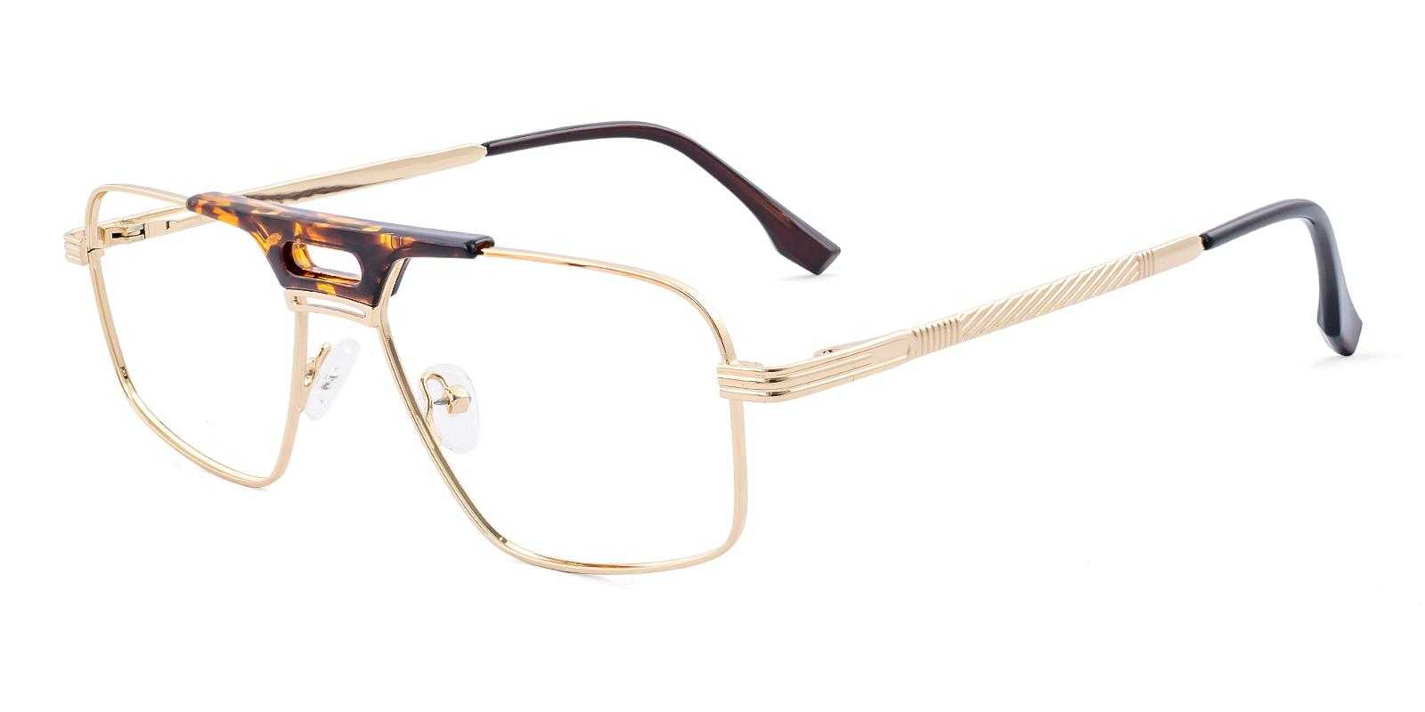 Astoria Gold Metal Eyeglasses , SpringHinges , UniversalBridgeFit Frames from ABBE Glasses