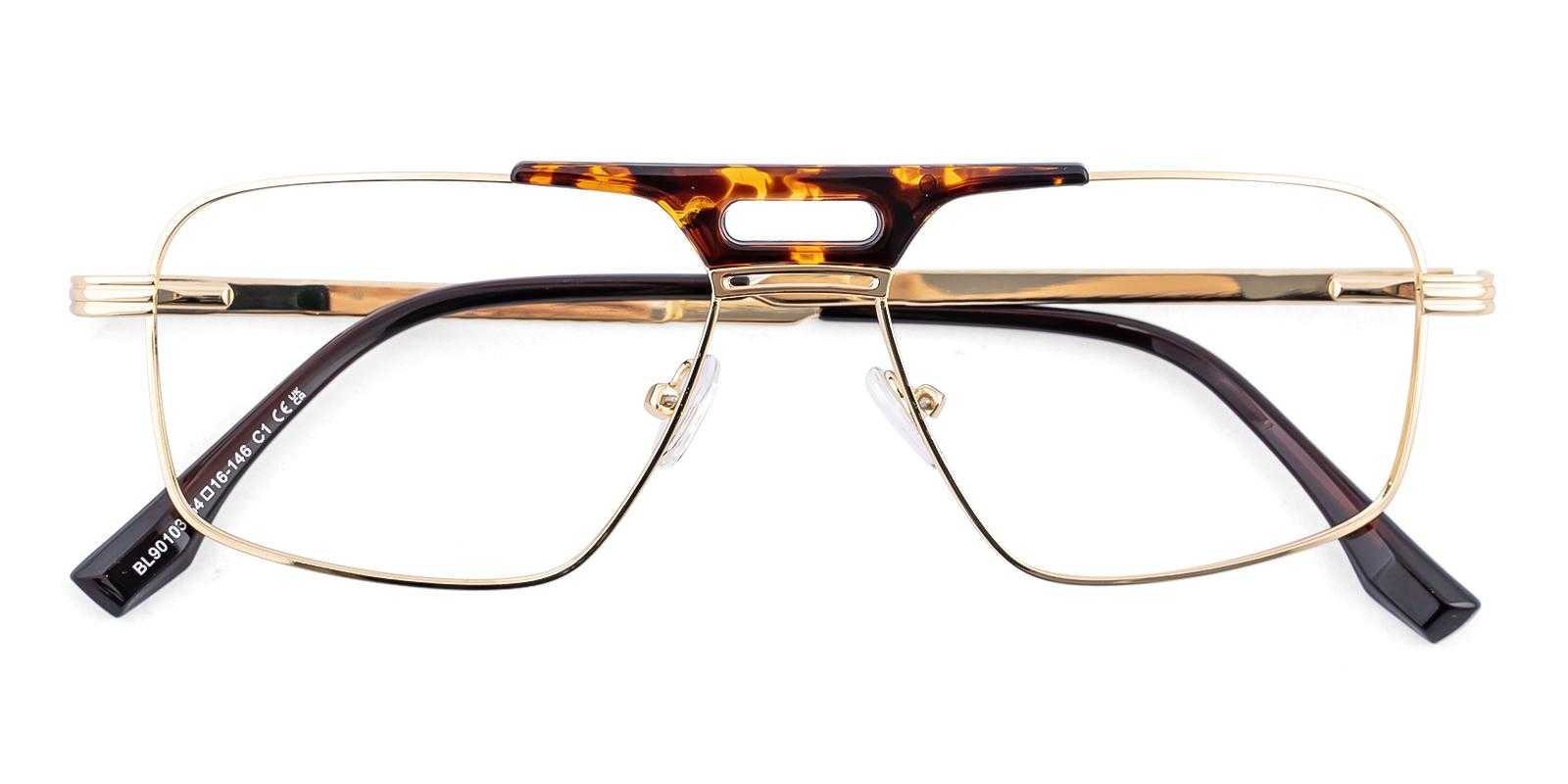 Astoria Gold Metal Eyeglasses , SpringHinges , UniversalBridgeFit Frames from ABBE Glasses