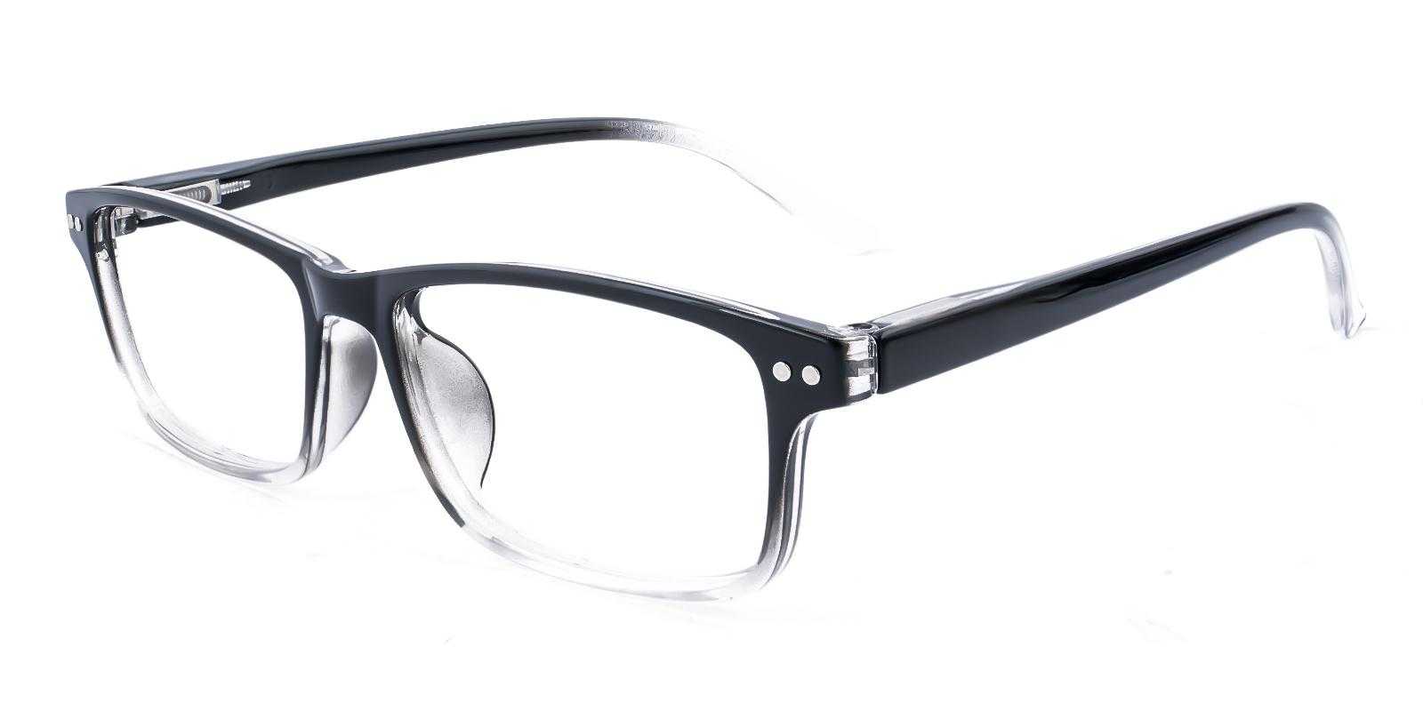 Modesto Black Plastic Eyeglasses , SpringHinges , UniversalBridgeFit Frames from ABBE Glasses