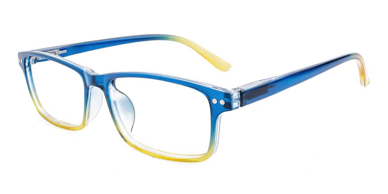 Modesto Blue Plastic Eyeglasses , SpringHinges , UniversalBridgeFit Frames from ABBE Glasses