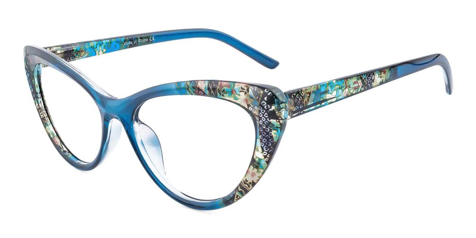 Aubrey Blue Plastic Eyeglasses , SpringHinges , UniversalBridgeFit Frames from ABBE Glasses