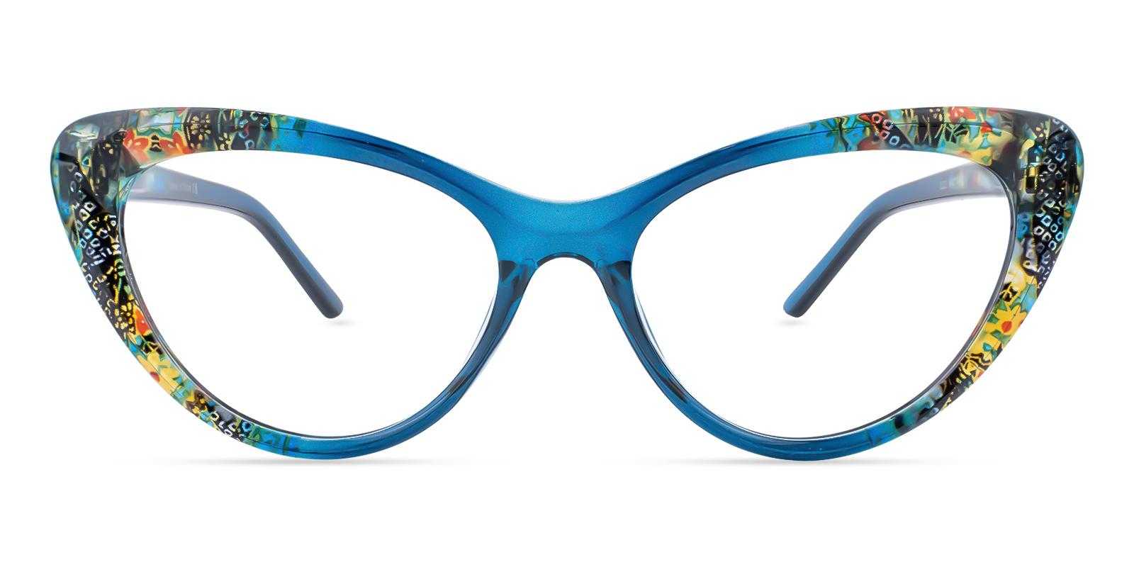 Aubrey Blue Plastic Eyeglasses , SpringHinges , UniversalBridgeFit Frames from ABBE Glasses