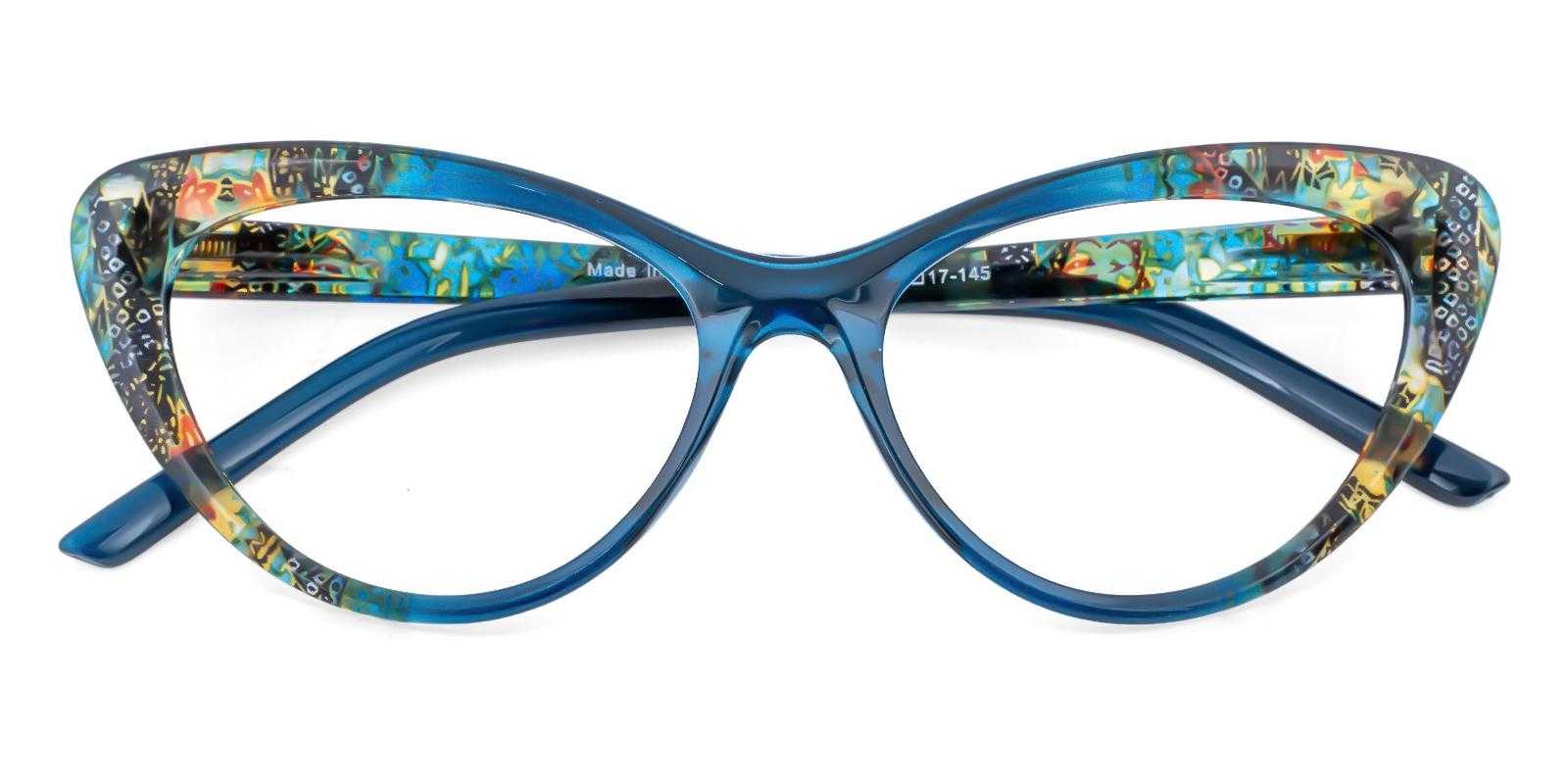 Aubrey Blue Plastic Eyeglasses , SpringHinges , UniversalBridgeFit Frames from ABBE Glasses