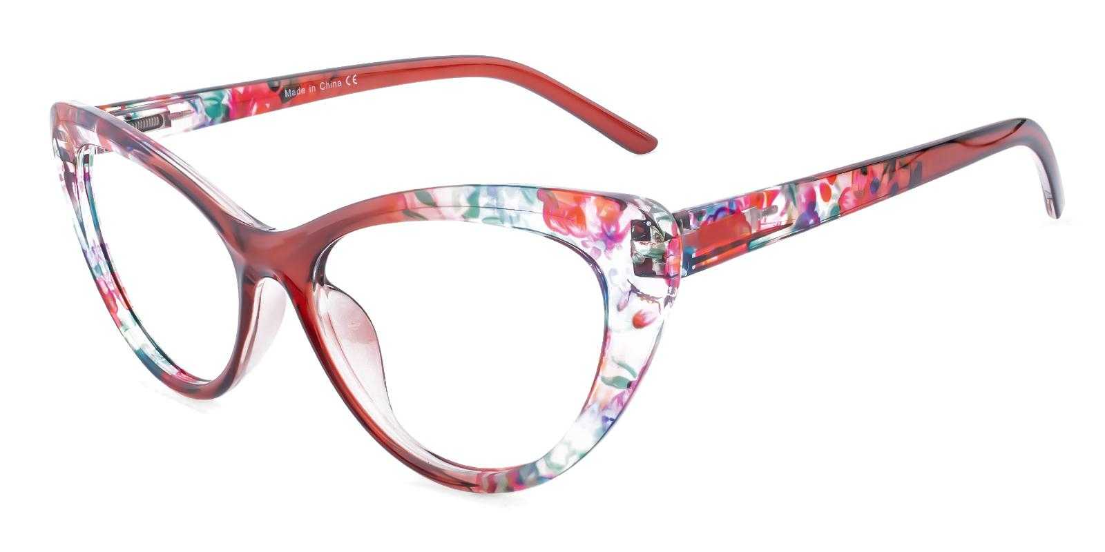 Aubrey Red Plastic Eyeglasses , SpringHinges , UniversalBridgeFit Frames from ABBE Glasses