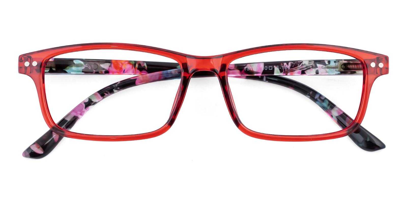 Hemishere Red Plastic Eyeglasses , SpringHinges , UniversalBridgeFit Frames from ABBE Glasses