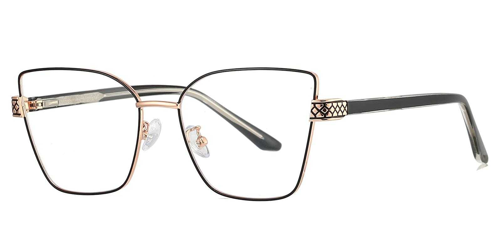 Rialto Black Metal Eyeglasses , SpringHinges , NosePads Frames from ABBE Glasses