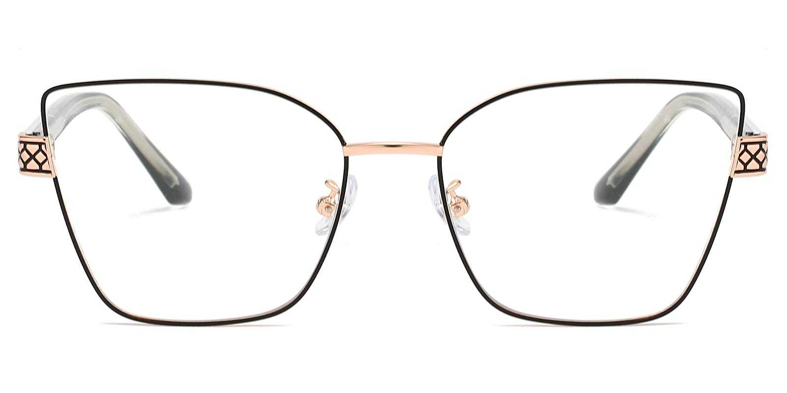 Rialto Black Metal Eyeglasses , SpringHinges , NosePads Frames from ABBE Glasses