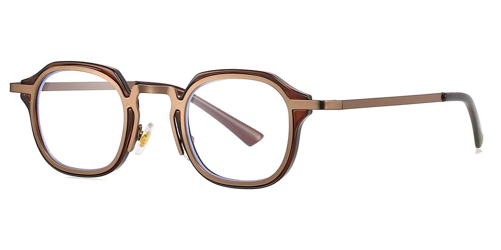 Observation Brown Metal Eyeglasses , NosePads Frames from ABBE Glasses