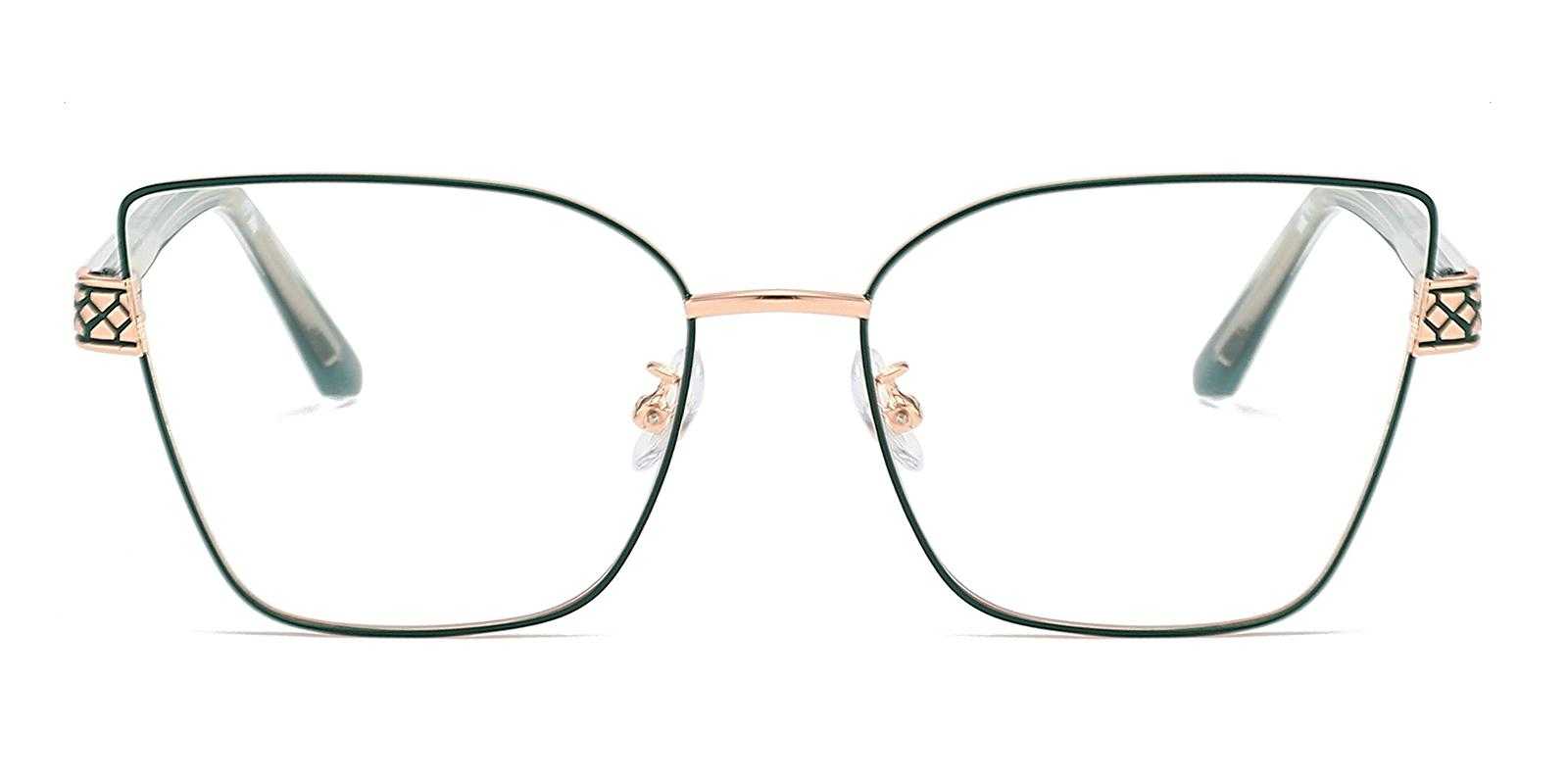 Juile Green Metal Eyeglasses , SpringHinges , NosePads Frames from ABBE Glasses