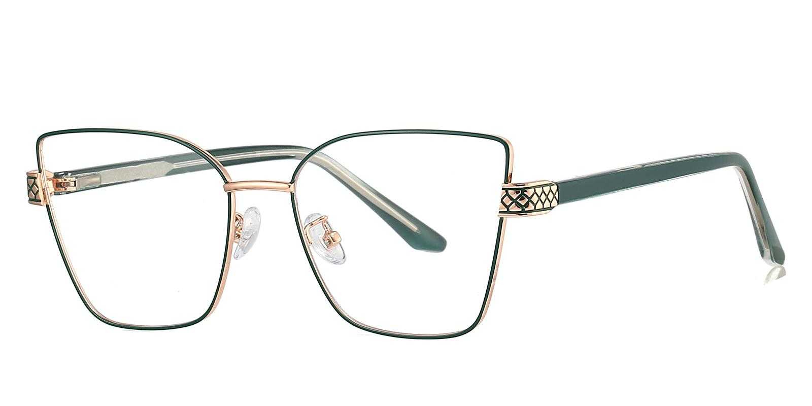 Juile Green Metal Eyeglasses , SpringHinges , NosePads Frames from ABBE Glasses