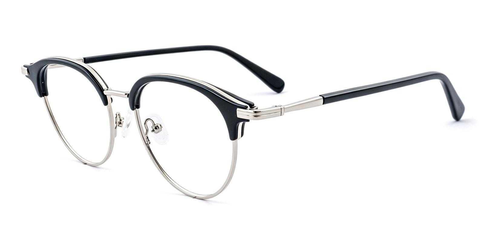 Camile Black Acetate , Metal Eyeglasses , NosePads Frames from ABBE Glasses