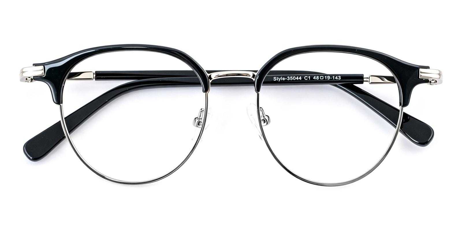 Camile Black Acetate , Metal Eyeglasses , NosePads Frames from ABBE Glasses