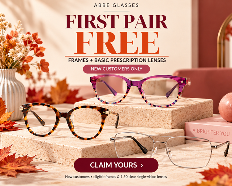 ABBE Glasses First Pair Free prescription eyewear offer